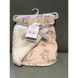 New Baby Kiss Elephant Blanket Baby Girl Pink White Sherpa Reverse Soft Rare
